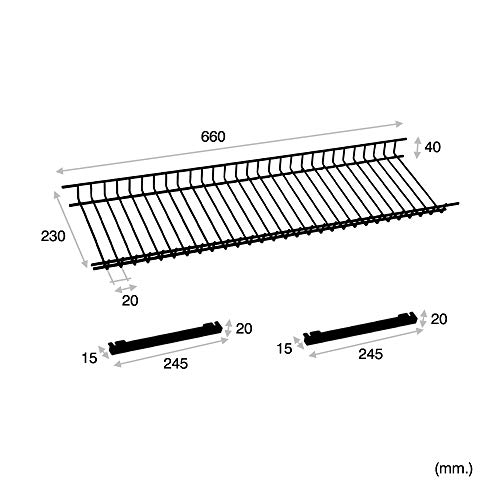 Sauvic White Plastic Coated Glass Rack For Cupboards of 65 cm, 65 x 25 x 4.5 cm - Image 2