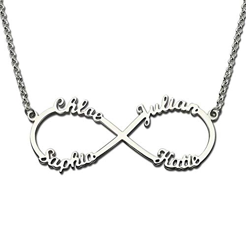 Getname Necklace Personalized Infinity Family Name Pendant with 4 names Eternal Infinity Name Necklace