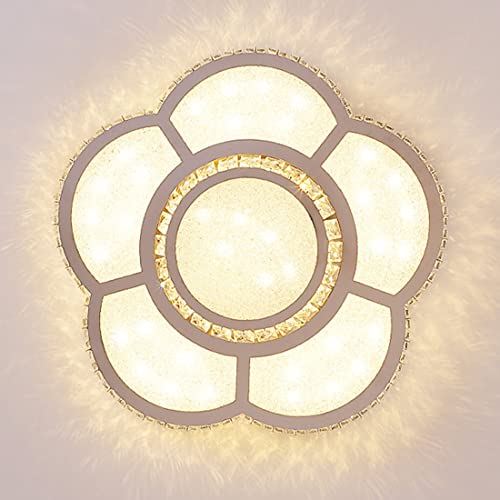 Plafonnier fleurs blanches raffiné avec éclairage LED dimmable