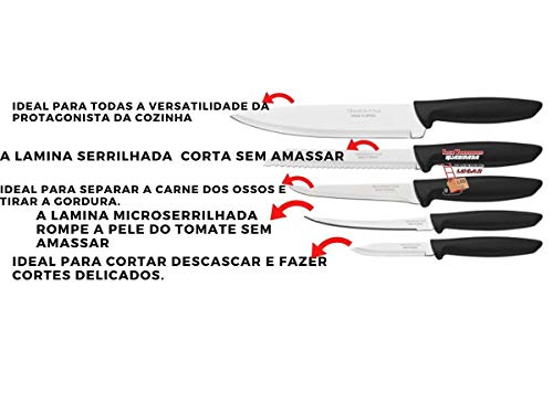 faca para churrasco cozinha chef jogo de facas tramontina com 5 peças Aço Inox