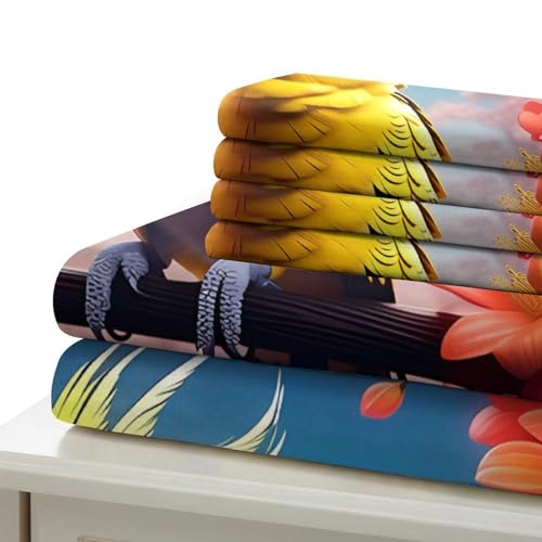 Housse de couette 260x220cm perroquet jaune en microfibre supérieure 3D - 7