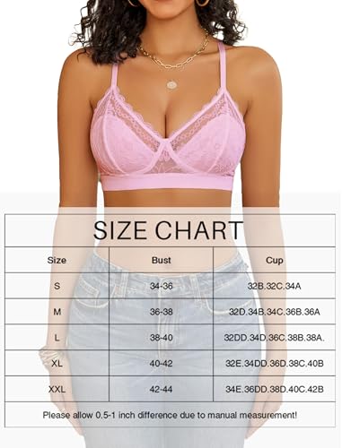 Image of Avidlove Bralettes for Women Lace Racerback Bras Wireless Unlined Bralette Comfy Bra Sexy Lingerie Tops