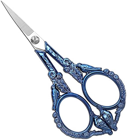 YOUGUOM Embroidery Scissors, Small Sharp Pointed Detail Shears for DIY Craft Needlework Yarn Sewing Cross Stitch Thread Cutting Handicraft Tool, 4.6in Blue Little Bird