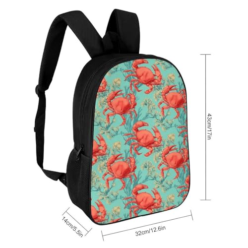 Crabs And Coral Pattern Unisex Backpack 17" Casual Daypacks Simple Shoulders Bag for Camping Hiking Travel Gear2