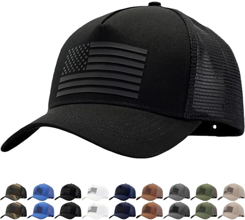 Image of USA Flag Snapback Hat Fits One Size&XXL /3XL - Mens Mesh Trucker Ball Hats - US 250th Anniversary Veterans Memorial Day Gifts