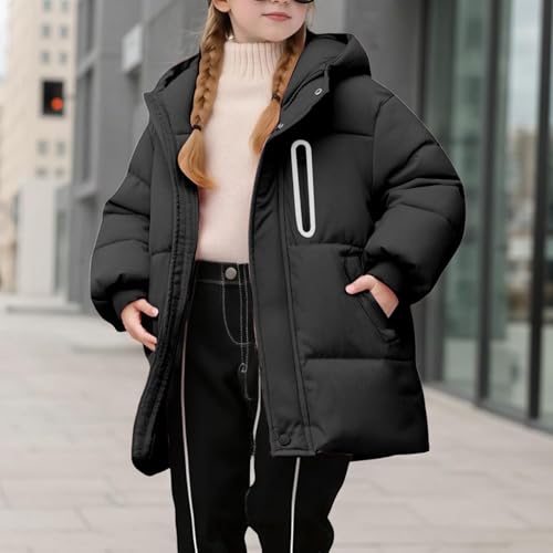 Kids Knee Length Long Down Coat with Hood Winter Parka Waterproof Warm Puffer Jacket Thickened Cotton Padded Overcoat2