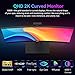 Pisichen Curved 27 Inch Touchscreen Monitor, QHD 2K 2560x1440 85Hz Computer Monitor, 99% sRGB, Built-in Adaptive Sync, with Display Port HDMI, Eye Care, VESA