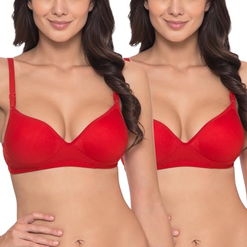 Image of Komli - Heavily Padded Push-Up Bra - Cotton Rich - Balconette - 3 /4th Coverage, Seamless, Wireless, Multiway Straps - T-Shirt Bra (Pack of 2)