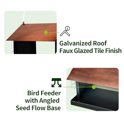 Solution4Patio Bird Feeders for Outdoors Hanging, All Metal, Double Suet Cake and Large Capacity, Hopper Tray & Weatherproof for Finch, Cardinal & Chickadee (Brown) by Solution4Patio Expert in Garden Creation - Used condition - Image 3