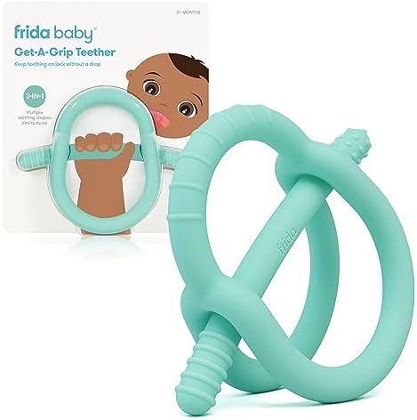 Frida Baby Get-A-Grip Silicone Teether for Teething Pain Relief, Teal