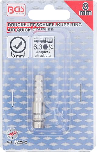BGS 3222-2 | Druckluft-Stecknippel mit 8 mm Schlauchanschluss