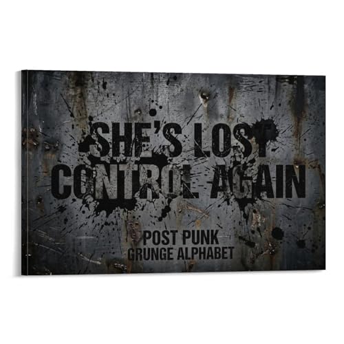 Post Punk Music Quote Canvas Wall Art Distressed Font Grunge Industrial Poster For Man Decorative Painting Canvas Wall Art Living Room Posters Bedroom Painting (08x12inch(20x30cm), Unframed)