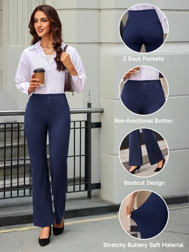 keriffe Womens Bootcut Dress Pants High Waist Stretchy Business Work Casual Trousers with Back Pockets Office Slacks - Image 5