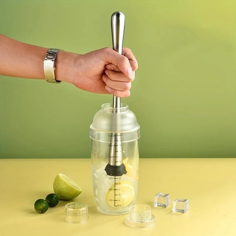 Clear Cocktail Shaker Set with Measuring Jigger, Drink Mixing Tools for Bartending Home Bar(1000Ml 7Pcs)