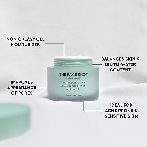 The Face Shop Tea Tree Pore Cream - Pore Minimizer, Hydrating, Soothing Face Moisturizer - AHA, BHA, PHA - Protects Skin Barrier - Hyaluronic Acid, Panthenol, Cica, Vitamin B5 - Korean Skin Care - Image 8