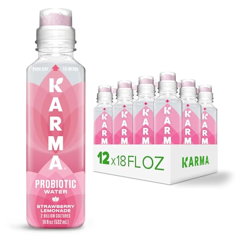 Karma Probiotic Water - 12 Pack, Strawberry Lemonade Drink - Immune & Gut Health Support