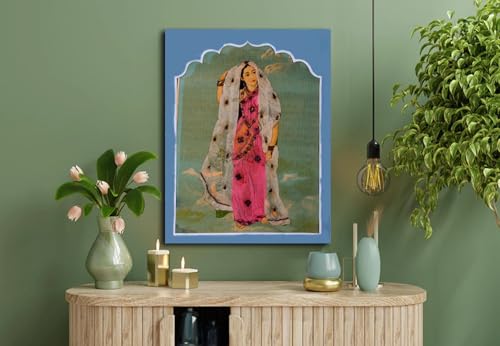 Image of Sikhash Raja Ravi Varma Canvas Paintings Classic Art, Indian Art, Famous Artist, Wall Painting for Living Room, Bedroom, Office, Unframed, Multicolor Fabric Size - 12x9 inches (30x23 cms, Rambha)