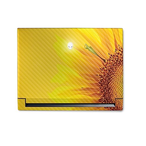 Image of MightySkins Carbon Fiber Skin Compatible with Alienware M18 R1 (2023) Full Wrap Kit - Sunflower Yellow | Protective, Durable Textured Carbon Fiber Finish | Easy to Apply | Made in The USA
