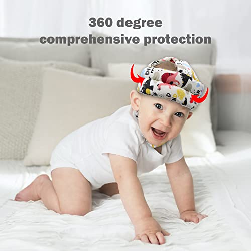 Image of Baby Head Protector Baby Helmet for Crawling Walking, No Bumps Safety Head Adjustable Protective Cap for Walking, Playing (Dinosaur A)