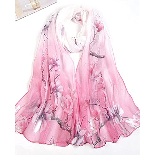 Women's 100% Real Mulberry Silk Scarf Long Rectangle 70.87x27.55 inch Floral Printed Multi Colors Beautiful3