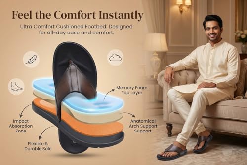 Image of GIBBON'S Series Men's Leather Sandals|Ethnic, Formal, Office Slipper for Man