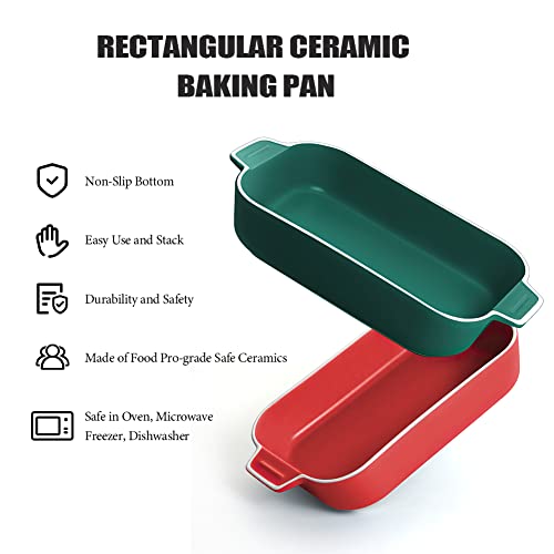 Au Gratin Baking Dishes, Yfwood 8.7''X5'' Small Casserole Dishes For The Oven, Bakeware With Double Handle For Casseroles, Lasagna & Cobblers, Oven, Microwave & Dishwasher Safe,Set Of 2,Red #TOP4