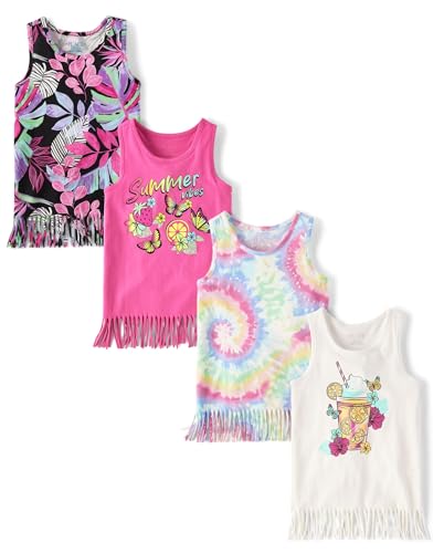 The Children's Place Girls' Graphic Fringe Tank Tops