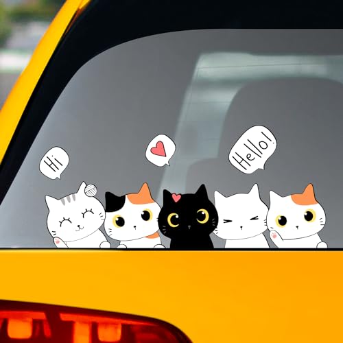 Murimt Say Hello Cat Funny Decals for Cars Cover Scratches Car Sticker and Decals Funny Bumper Decal for Auto,Truck,Motorcycle,Wall,Window