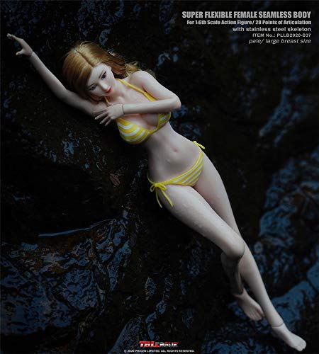 Hiplay Tbleague 1/6 Scale 12 Inch Female Seamless Action Figures- Anime Girls, Large Bust, Pale Skin S36/S37 (S37 ( Head Included, With Yellow Bikini )) #TOP2
