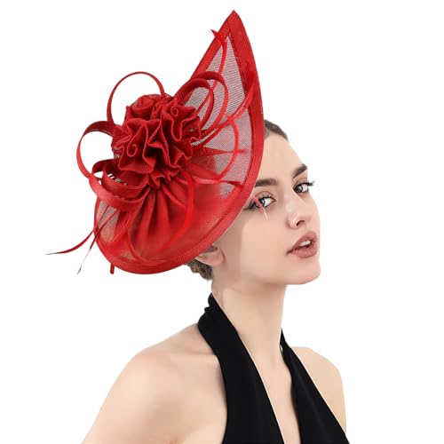RUIXIA Fascinators Chapeau Femmes Bibi Mariage Bandeau et Clip Cocktail Chapeau Bibi de Cérémonie Pince Cheveux pour Soirée Tea Party