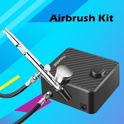 Nasedal Kit de aerógrafo de ação dupla atualizado com compressor de ar 40PSI tinta modelo de escova