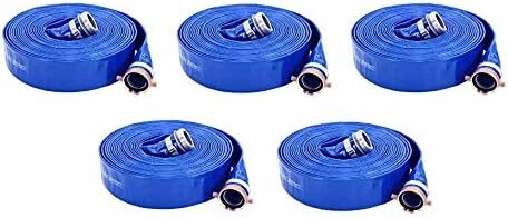 PVC Discharge Hose Assembly, Blue, 2" Male X Female NPSM, 65 psi Max Pressure, 50' Length, 2" ID (5-(Pack))