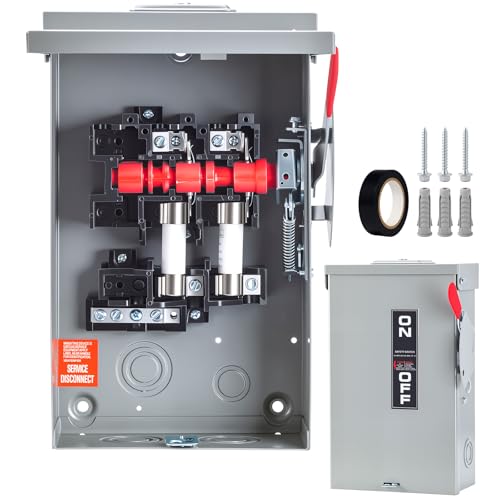 60 Amp Disconnect Switch 2 Pole 110/240V, Fused Safety Switch, Indoor&Outdoor, NEMA 3R Heavy Duty, AC Disconnect Box, Rust and Corrosion Resistant