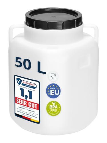 Garronda 50 litros Barril Cuadrado BPA-Libre y Barril para Piensos Boca Ancha Depósito de Agua con Tapa para Sauerkraut y...