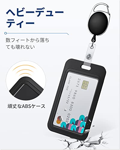 Pawfly 3パック スライド式IDバッジホルダー ブラック 縦型