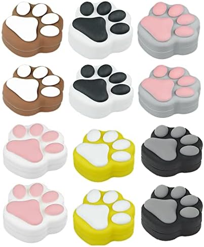 MIAO YUAN 12 PCS Cat Paw Food Grade Silicone Wax Containers Solid paste box Painting Palette Multi-functional storage box for Earrings, Spices, Cosmetic packaging box, Moisturizer, Lip balm