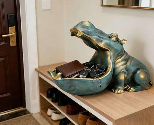 Estatua Hipopótamo Grande Azul para Decoración Hogar miniatura 2