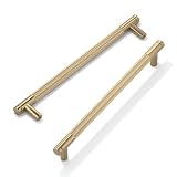 FURNIWARE Maniglie per ante dell'armadio Champagner Bronzo, 10 pezzi Distanza fori 192 mm, maniglie dorate a coste per mobili, maniglie moderne per porte per mobili da cucina, armadi, cucina, cassetti