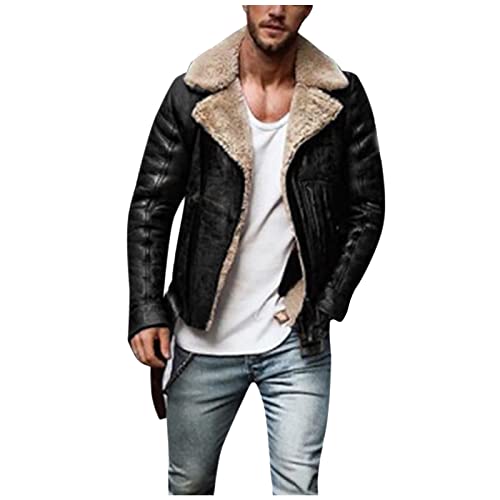 Veste moto homme cuir délavé style européen street retro blouson chaud hiver