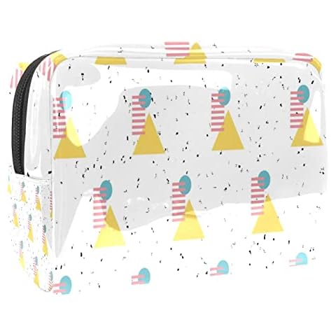 Makeup Bag for Women Small Travel Makeup Bag Makeup Case Pouch Retro Geometric Vector Pattern Cosmetic Bag Toiletry Bag Cover