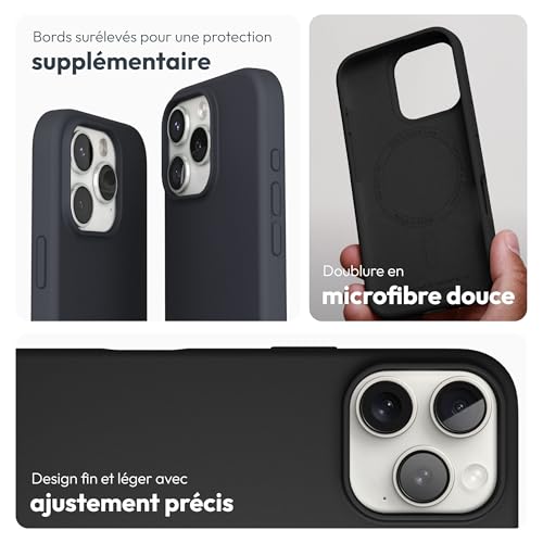 Coque silicone doux iPhone 16 Pro Max Vonmählen noire anti-glisse