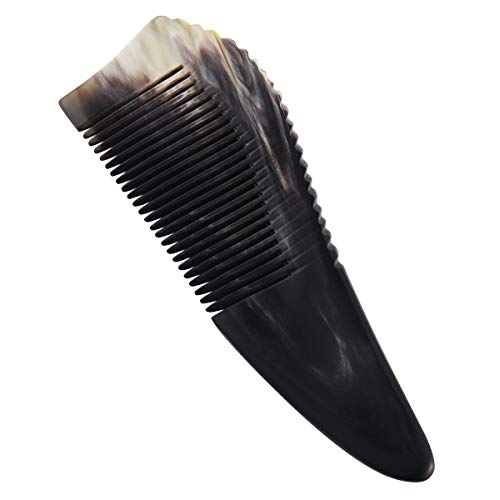 Horn comb ZJYC100% Handmade Natural Buffalo OX Horn Comb For Women Men Fine Tooth Hair Comb with Handle