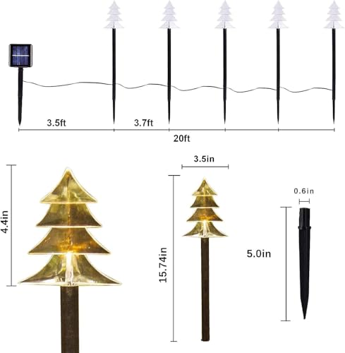 Christmas Decorations Outdoor, Solar Tree Pathway Lights, 5 PCS - image 2