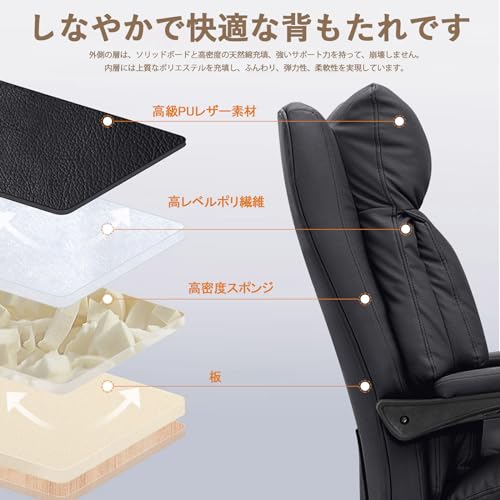 オフィスチェア パソコンチェア 椅子 デスクチェア 昇降機能付き 社長椅子 連動型肘掛け ワークチェア 360度回転 人間工学椅子 フットレスト付き pcチェア 肉厚座面 イス 在宅勤務 事務椅子 (アーバン, ブラック) [4]