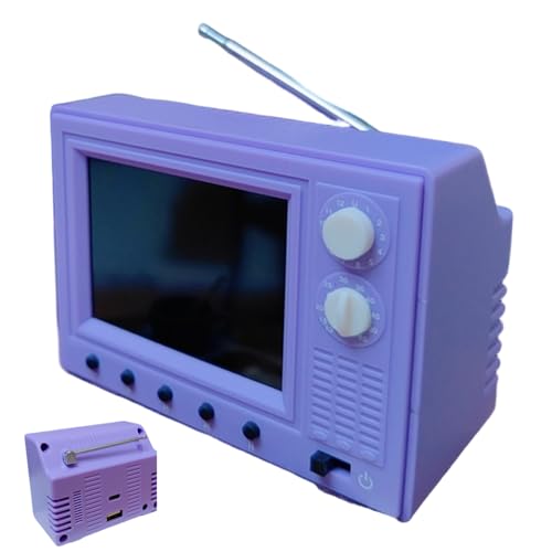 Mini TV casa de muñecas escala 1:12 con USB y pantalla HD morada