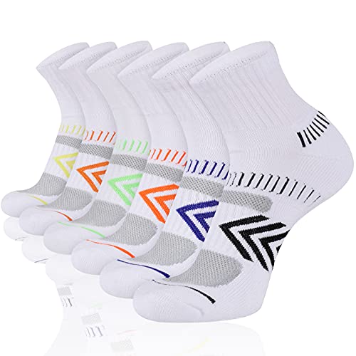 Cooplus Men's Cotton Athletic Ankle Socks Performance Cushioned Quarter Moisture Wicking Sock - 6 Pairs #TOP13