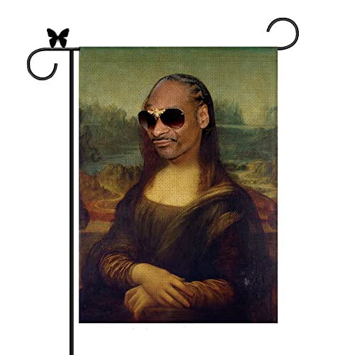 Mona Lisa Garden Flag Vertical Double Sided Funny Meme Flag for Indoor and Outdoor Yard Party Decor 12.5 x 18 Inch