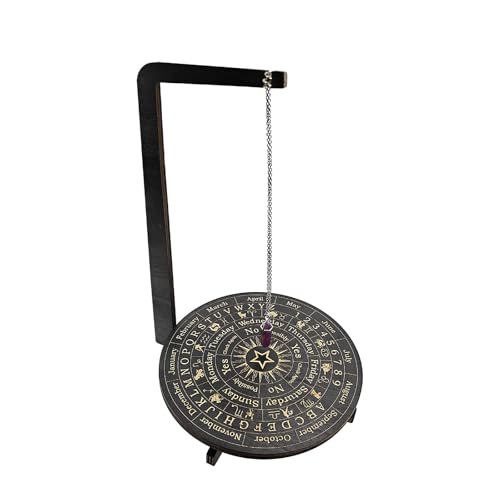 JDOQOKJ Wooden Pendulum Board with Crystal Stand,pendulum stand, 12.5x9 inch, Moon Phase Design, Meditation Room Decor (astrolabe)