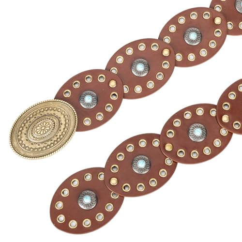 Women Wide-Disc Western-Belts Boho-Concho-Belt Cowgirl Cowboy Chunky Belts for Jeans Pants4