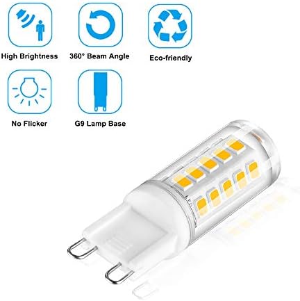 4W G9 LED Capsule Light Bulbs Cool White 6000K 230V-240VAC 360 Degree 28W 33W 40W Halogen G9 Lamp Equivalent, Daylight White G9 Enery Saving LED Bulb No Strobe No Flicker (5-Pack, Non-dimmable)